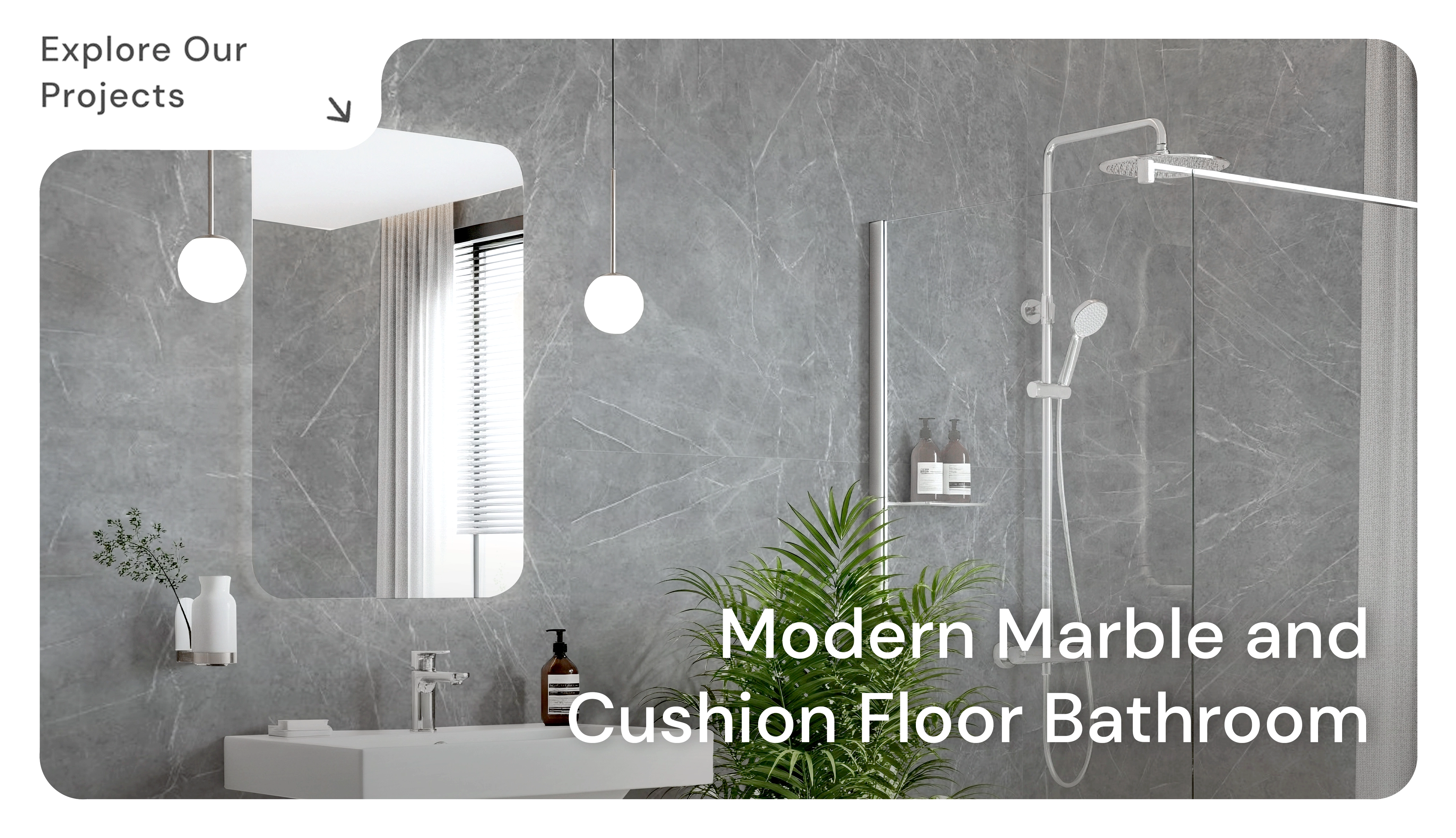 Modern Marble and Cushion Floor Bathroom